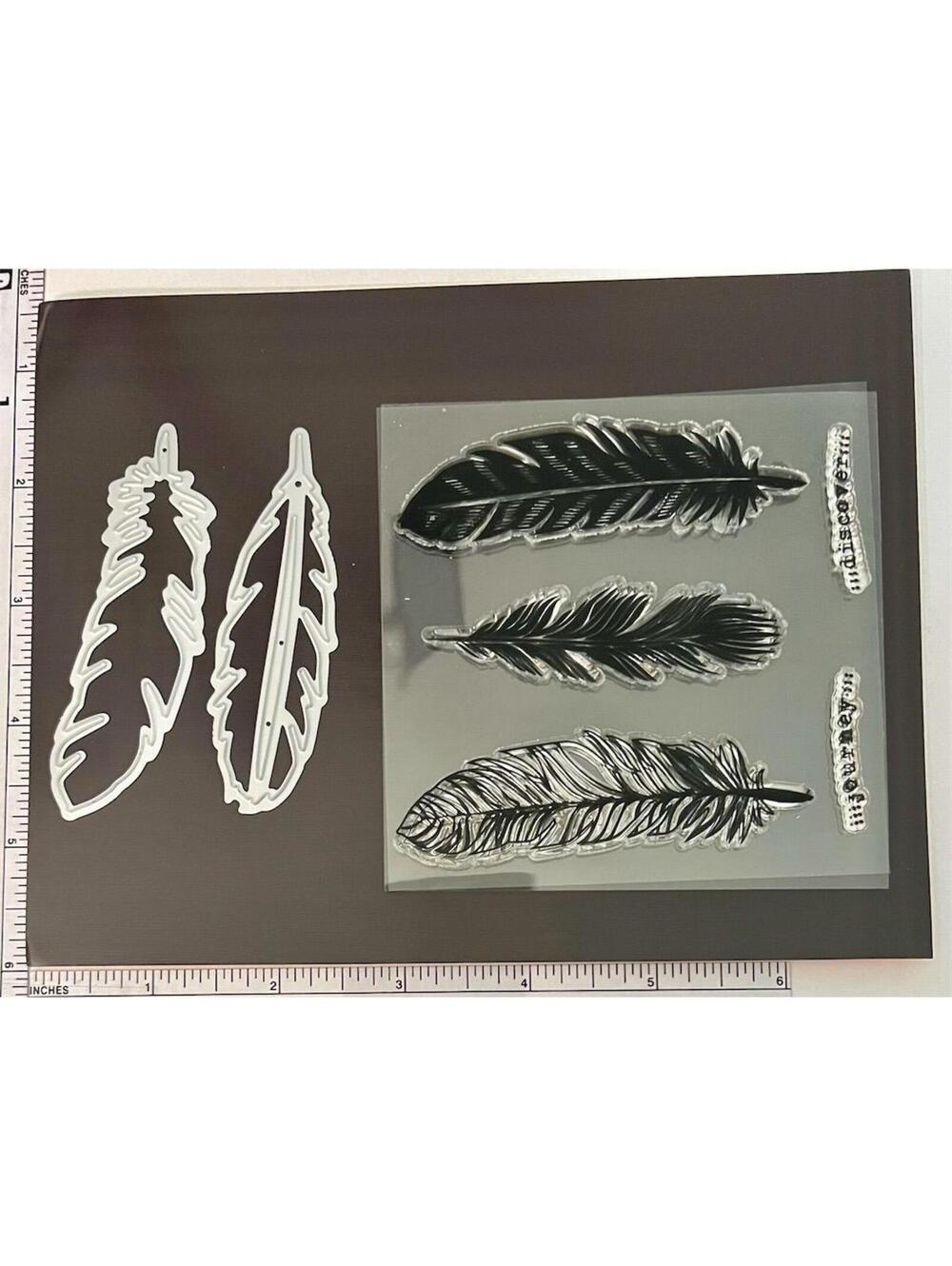 Art-C Feather Cling Stamp & Die Set Scrapbooking Card Making Craft